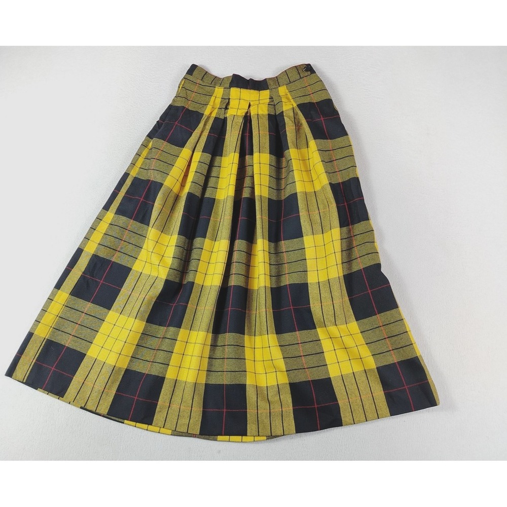 Jones New York Skirt Womens 6 Yellow Plaid Tartan Wool Pleated Midi Lined Full